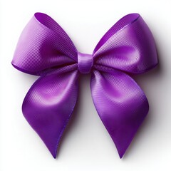 Obraz premium A detailed image of a purple satin bow on a white background, showcasing texture and shine. Generative AI.