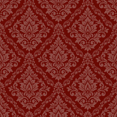 Red damask seamless pattern wallpaper, classic damask seamless pattern design, floral damask pattern vector for Wallpaper, Fabric, Branding, Packaging, Invitations, Wedding, Home Decor Design © PPS Inspire Art