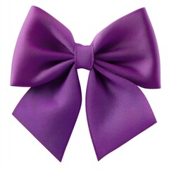 Obraz premium A detailed image of a purple satin bow on a white background, showcasing texture and shine. Generative AI.