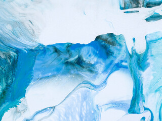 Blue abstract fantastic creative hand painted background, marble and brush texture, abstract ocean,...