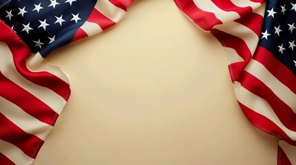 american flag frame on textured background with copy space