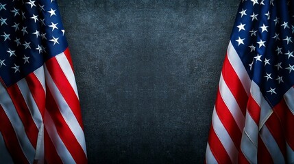 american flag frame on textured background with copy space