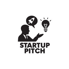  Startup pitch event icon silhouette vector art illustration