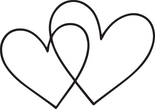 two intertwined hearts drawn with a single continuous black line on a white background