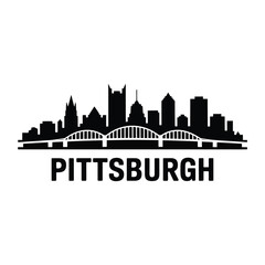 Obraz premium Pittsburgh skyline silhouette with city name prominently displayed below