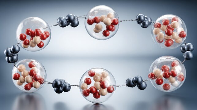 Abstract molecule structure featuring multiple connected molecules illustrating biohack renewal and cyclic planning