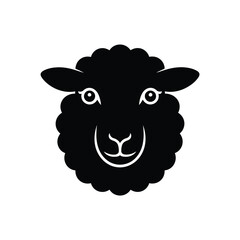 Minimalist black silhouette of a sheep s head with simple facial features