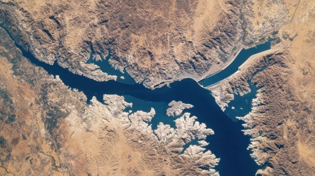 Satellite view of Aswan Dam and Lake Nasser