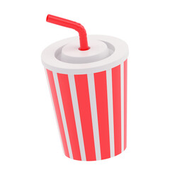 3D illustration of red and white soda cans and glasses placed inside a trash bin icon on a white background