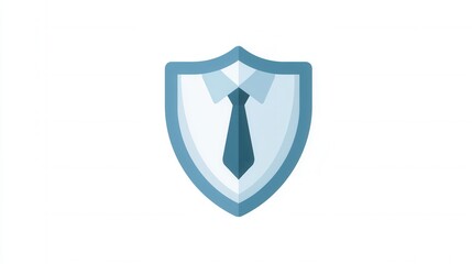 Abstract design of security shield with a suit and tie symbolizing protection, professionalism, and corporate identity in digital aesthetics