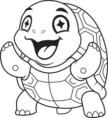 Obraz premium Cute Baby Turtle Coloring Page – Simple Cartoon Tortoise Line Art for Kids