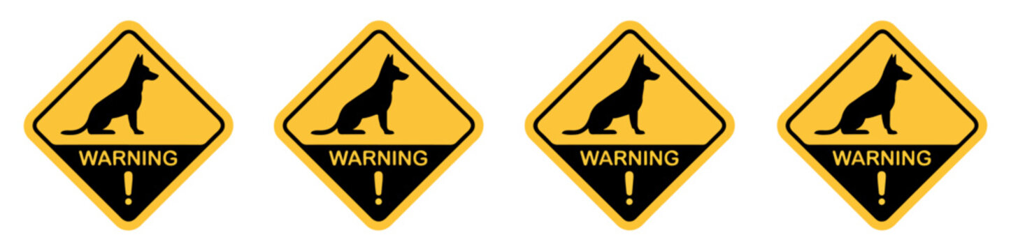 beware of dog warning sign set
