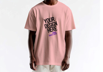 Mock up of a men wearing a white Tshirt 