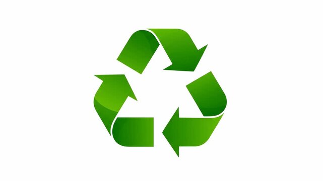 Green recycling symbol isolated on a white background. Environmental conservation and waste management concept. Sustainability and ecology icon