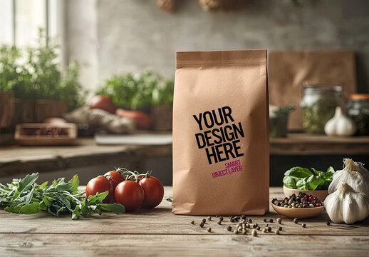 Mock up of a foil craft food bag 