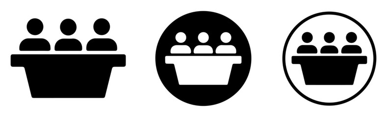 jury committee meeting icon set