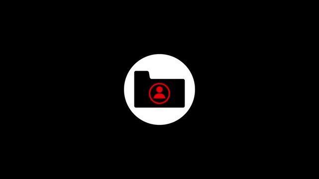 File contact icon animated on a black background. 4k video