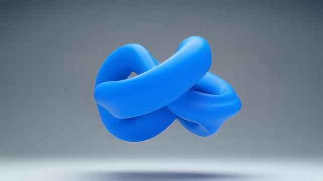 Blue Arrow Morphing into an Abstract Figure and Twisting on a Gray Background