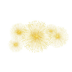 Obraz premium Assorted Golden Fireworks Against Black celebration isolated on a transparent background