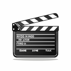 Obraz premium Simple black movie clapper board icon for film and cinema production