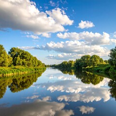 Obraz premium Fluss mit ruhiger Wasseroberfläche