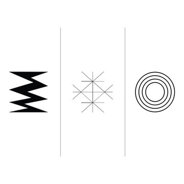 Diagram showcasing various electrical components and their symbolic representations isolated on white background, Vector