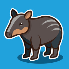 Fototapeta premium Cartoon tapir illustration against blue backdrop for children's materials
