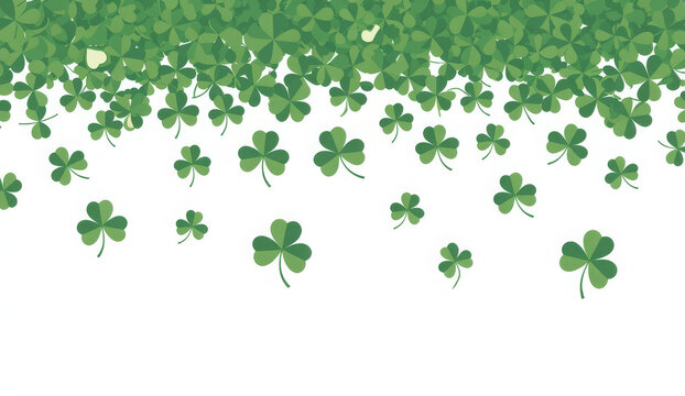 Four-leaf clover green border Seamless pattern. Clover Background, Saint Patrick s Day  border 
