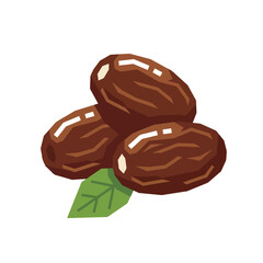 Pile of Sweet Dried Dates Kurma Fruit Flat Vector, Ramadan Iftar Fasting Food Essential Symbol Illustration