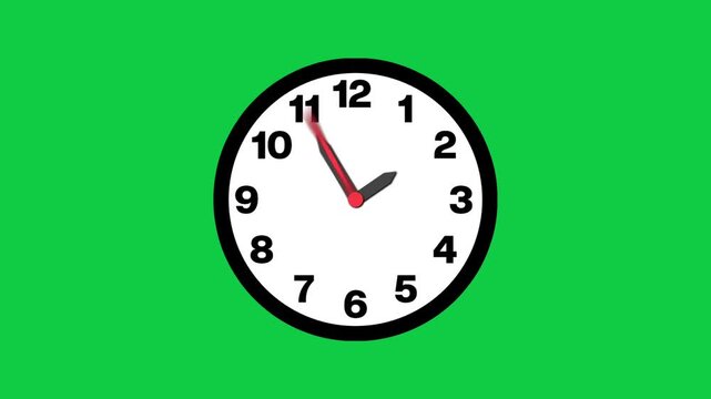 Fast Moving Clock Animation Showing Time Passing Quickly on Green Background