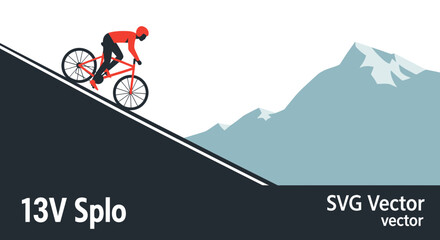 Man riding mountain bike downhill on steep slope with mountains background