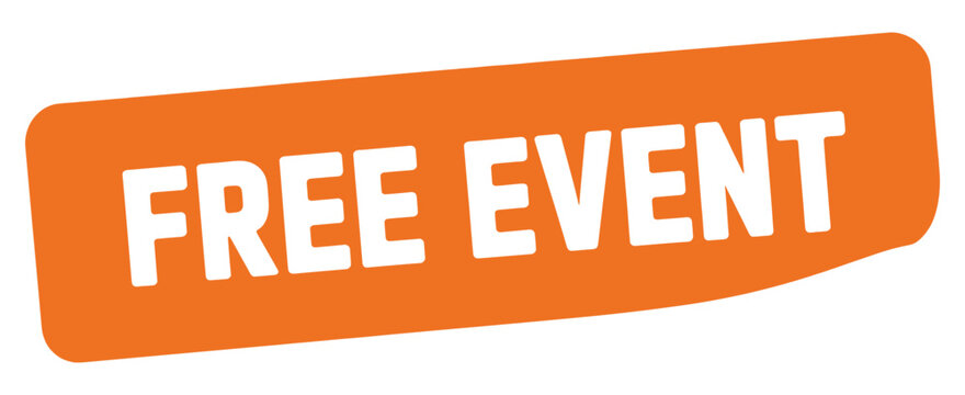 Bright orange banner advertises a free event with bold white lettering