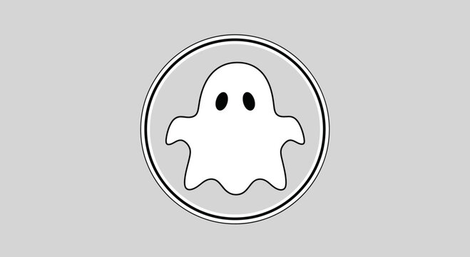 Cute Ghost Icon, Simple Cartoon Character, Halloween Symbol, White Spooky Figure
