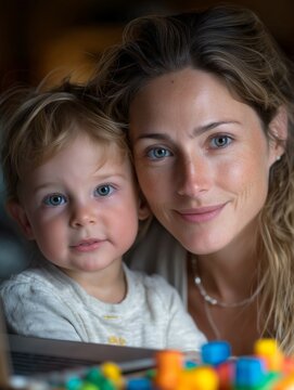Mutter und Baby in ruhigem emotionalen Moment zusammen
