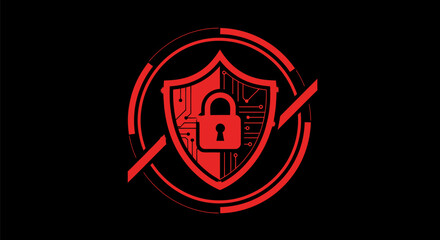 Cybersecurity Shield Lock Digital Protection Icon. © dedi
