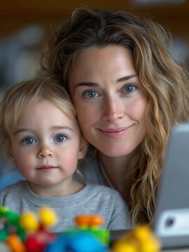 Mutter und Baby in ruhigem emotionalen Moment zusammen