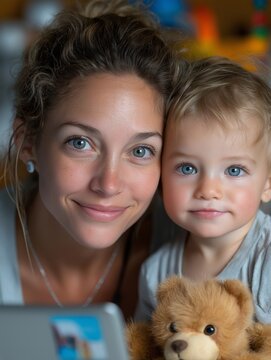 Mutter und Baby in ruhigem emotionalen Moment zusammen