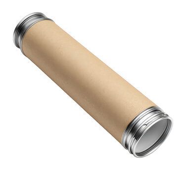 Single cylindrical alkaline aa battery with metallic ends isolated on transparent background