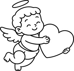 Obraz premium Cupid valentines day cute drawing illustration