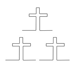 Obraz premium Continuous one line drawing of Christian cross good Friday vector illustration 