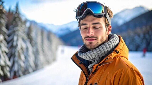 Junger Mann auf der Skipiste