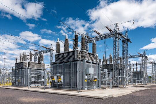 Power substation transforming electricity for distribution grid