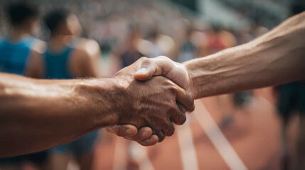 Fair play and respect concept featuring athletes shaking hands after sports competition, Generative AI illustrations.
