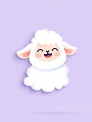 Fototapeta premium Cartoon illustration of a cheerful sheep character with a fluffy body and smiling face. Playful and friendly design for children's themes.