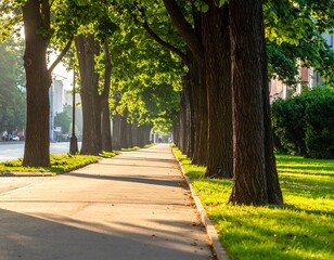 Fototapeta premium Leerer Gehweg mit Bäumen
