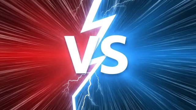 Red Versus Blue Electric Lightning Bolt Competition.