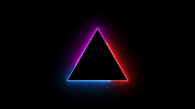 triangle animation on transparent background. glowing triangle motion animation. digital elements triangle icon. smooth neon glowing triangle video with alpha channel in 4k. 