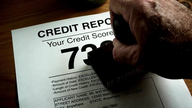 a successful credit report with a 730 score clearly marked 'Approved' beside stylish spectacles.