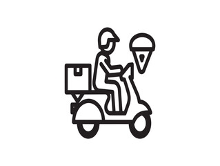 Minimalist delivery scooter with food illustration
