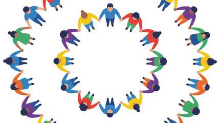 Obraz premium Diverse group of people holding hands in circular formation, top view